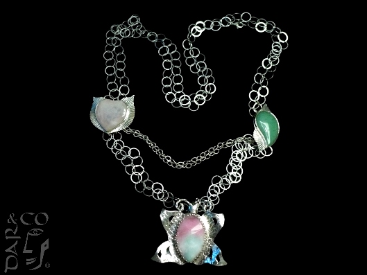 COLLAR PLATA 925, CUARZO ROSADO Y ÃGATAS