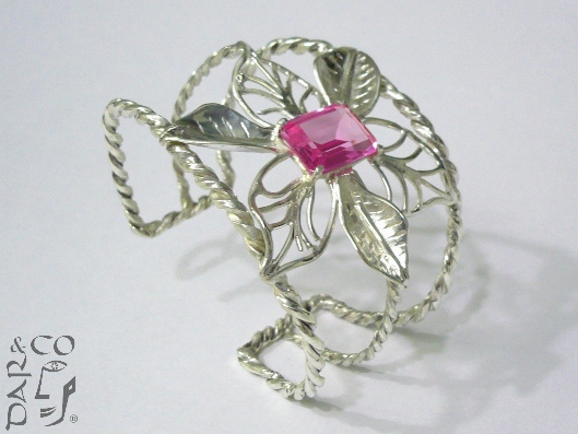 BRAZALETE PLATA 925 Y ROSA DE FRANCIA