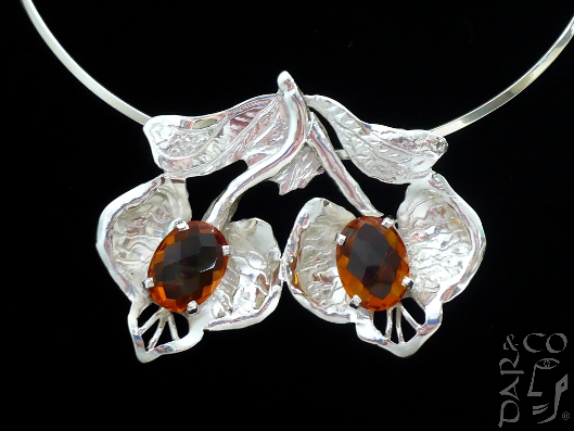 DIJE PLATA 925 Y TOPACIOS CITRINOS