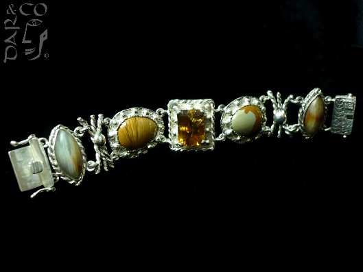 PULSERA PLATA 925 AGATAS Y TOPACIO CITRINO