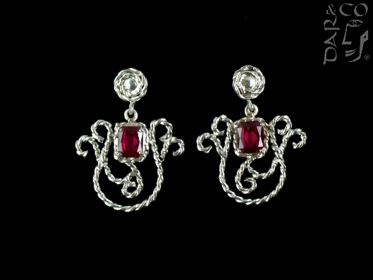 ARETES PLATA 925 Y ZIRCONIAS RUBI