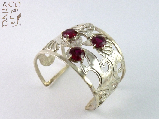 BRAZALETE PLATA 925 ZIRCONIAS COLOR RUBÃ