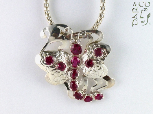 DIJE/BROCHE PLATA 925 Y ZIRCONIAS RUBÃ