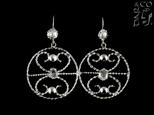 ARETES PLATA 925 Y TOPACIOS BLANCOS