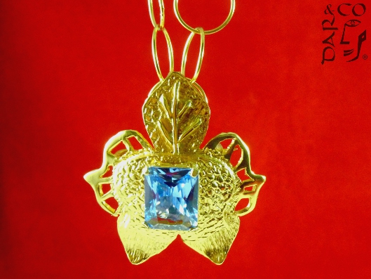 DIJE/BROCHE PLATA(baño/oro) 925 Y AGUAMARINA.
