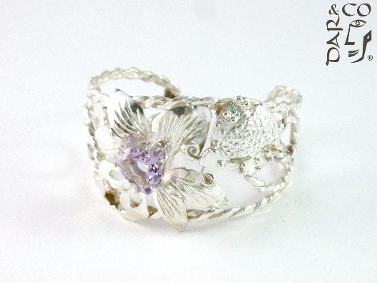 BRAZALETE PLATA 925 Y ROSA DE FRANCIA.