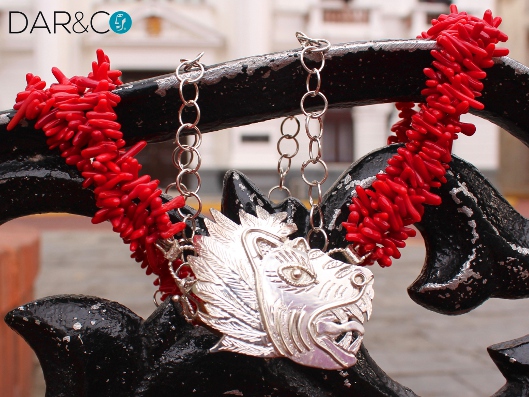 COLLAR PLATA 925 Y CORAL.